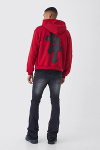 Sudadera con capucha de invierno para hombre, 100% algodón, de felpa, con cremallera completa, de secado rápido y transpirable, personalizada al por mayor, roja, para Halloween - Product Image 2