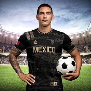 Maillot de football du Mexique pour homme, manches courtes, col rond, noir, sublimé, respirant, polyester, coupe athlétique, vêtements pour adultes - Product Image 5