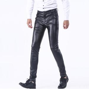 Pantalons slim en cuir et PU pour hommes, rouge, bleu, noir, gris, blanc, orange, 30, nouvelle collection 2023 - Product Image 3