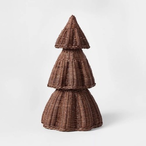 Scalloped rattan <b>christmas</b> tree outdoor & indoor decorations hand weaving noel pencil trees - Product Image 1