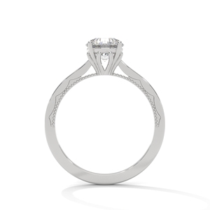 Anillo de Compromiso con Diamante Cultivado en Laboratorio, Corte Brillante Redondo, Banda Solitaria en Oro Blanco de 14K para Mujer, Aniversario, Boda - Product Image 3