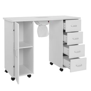 Table de manucure en MDF avec une seule porte et 4 tiroirs en blanc - Product Image 4