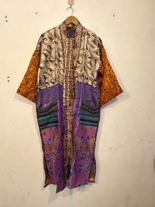 ชุดคลุมกิโมโนผ้าไหมปะติดปะต่อ - เสื้อคลุมไหมสีสันสดใสน้ำหนักเบา - ชุดคลุมอาบน้ำลายดอกไม้โบฮีเมียนสำหรับผู้หญิง - Product Image 6