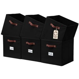 DECOMOMO Ensemble de 6 cubes de rangement en tissu noir pour une utilisation efficace de l'espace - Product Image 1