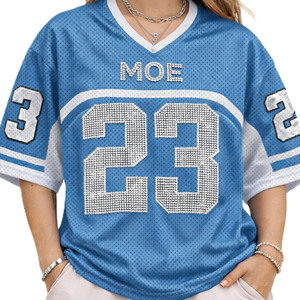 เสื้อเจอร์ซีย์อเมริกันฟุตบอลปักเพชร ระบายอากาศได้ดี ทรงโอเวอร์ไซส์ สตรีทแวร์ รับสกรีนโลโก้ แบรนด์ส่วนตัว ชุดทีม - Product Image 2