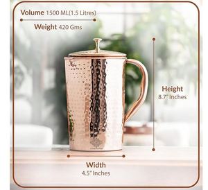 Ensemble de carafes en cuivre pour une présentation élégante des plats de fête, service d'eau, ensemble en métal avec verres, durable, réutilisable, pour la cuisine et la salle à manger. - Product Image 5