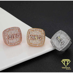 Anillo de Plata de Ley 925 de Alta Calidad con Moissanita y Diamantes Cuadrados, con Detalles de Piedras Brillantes, para Proveedores Mayoristas - Product Image 5