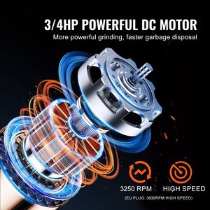 Dissipatore di Rifiuti Alimentari a Caricamento Continuo da 3/4 HP # Sistema EZ Connect da 3250 RPM con Riduzione del Rumore # Tipi di prese UK/US - Product Image 2