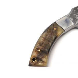 Cuchillo de caza de acero de Damasco con punta caída y mango de asta de ciervo, fabricado en fábrica a precio económico - Product Image 4