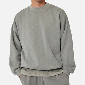 Sweat-shirt personnalisé pour homme de haute qualité 100% coton, coupe ample, col rond en molleton français avec logo brodé, motif imprimé estival - Product Image 1