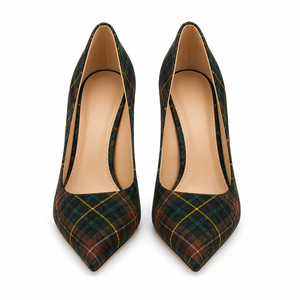 Fashion Women Tartan Stiletto Heels | <b>Pointed</b> Toe Plaid Pumps | Wholesale Ladies High Heels - Product Image 1