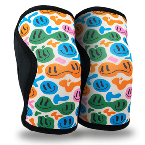 Genouillère en néoprène de 5 mm d'épaisseur avec motif souriant coloré, antidérapante pour la musculation, respirante - Product Image 5