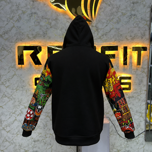 เสื้อฮู้ดดี้โอเวอร์ไซส์แบบซิปเต็มตัว สไตล์สตรีทแวร์ พิมพ์ลายกราฟิกทั่วตัว ผ้าฝ้ายฟลีซเนื้อหนา - Product Image 2
