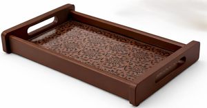 Plateau de service en bois de qualité supérieure, couleur naturelle, article de décoration disponible pour la maison et la restauration, pour les restaurants et les cafés - Product Image 6