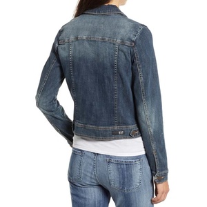 Veste en jean réversible coupe droite coupe régulière en denim bleu marine pour femme, coupe ajustée, coupe-vent - Product Image 3