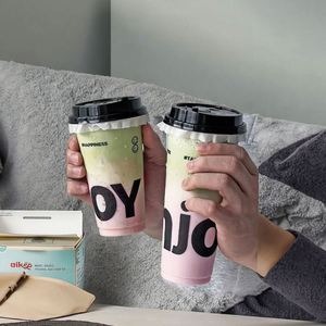 Gobelet en PP jetable avec couvercle, logo personnalisé, diamètre 90 mm, en plastique PS, pour thé au lait chaud, café, nourriture, bière, jus - Product Image 2