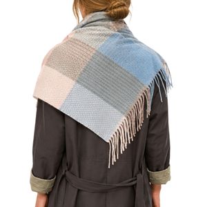 Pink Blue Oversized Scarf Soft Warm Winter Shawl Plaid Pattern Large <b>Wrap</b> Fashion Accessory Women Casual Outdoor Neck Cover - Product Image 5