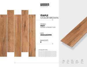 กระเบื้องพอร์ซเลนเนื้อแมตต์สีธรรมชาติขนาด 8x48 นิ้ว ออกแบบมาเพื่อให้มีลวดลายแบบแผ่นไม้ ให้สัมผัสเรียบเนียน สมดุล และเป็นพื้นที่ปูพื้นที่ทนทาน - Product Image 5