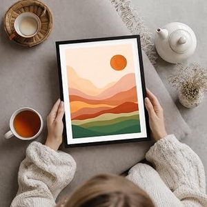 Cadre photo mural en bois fait main, écologique, style vintage moderne, design paysage montagneux noir et blanc - Product Image 6