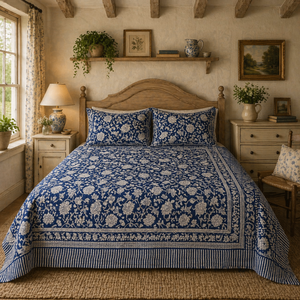 Wholesale Hand <b>Block</b> Printed Floral Classic Pure Cotton 3 PC Bedding Set King Size Soft Durable Machine Washable Home Hotel Use - Product Image 5