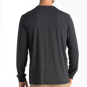 T-shirt unisexe à manches longues en coton avec tissu tricoté doux anti-boulochage, coupe ample pour la gym et les tenues décontractées - Product Image 2