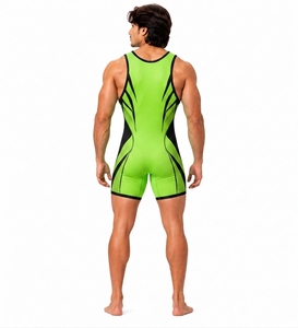 Traje de Baño de Spandex para Hombre, sin Mangas, Verde y Negro, Estampado, Cuello Redondo, Transpirable, para Todas las Temporadas - Product Image 2