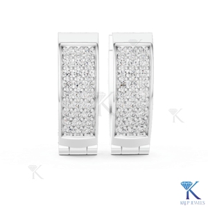KRUP JEWELS Boucles d'oreilles classiques pour femmes en or blanc avec diamants cultivés en laboratoire, taille brillant, couleur E, pour tous les jours, mariage et fiançailles - Product Image 2