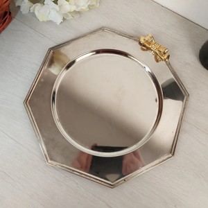 Luxury Stainless Steel Serving Tray with Silver Color Octagon Shape Decorative Metal Platter for Wedding Hotel Home Usage - Product Image 5