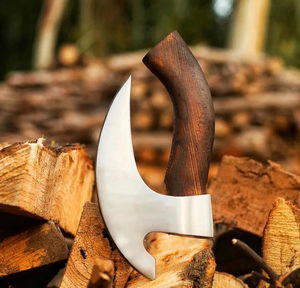 Couteau à pizza de style hache, outil de service, acier inoxydable, accessoire de cuisine, coupe-pizza en forme de hache avec manche en bois - Product Image 5