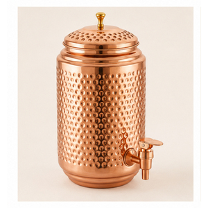 Dispensador de Agua de Cobre Puro Vintage, Matka de Cobre Martillado Ayurvédico Tradicional con Grifo Antiderrames, Contenedor de Agua Potable - Product Image 3