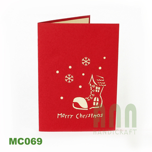 Tarjetas de Felicitación de Papel 3D con Corte Láser e Impresión UV Personalizadas, con Diseño de Zapatos y Casa Navideños, para Invitaciones en Navidad, Hechas en Vietnam - Product Image 2