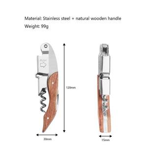 Sacacorchos de Doble Acción de Acero Cromado con Mango de Madera, Multiusos, para Camareros y Bartenders - Product Image 2