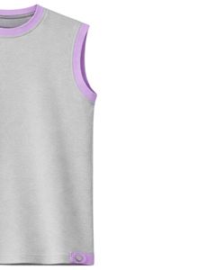 Customized Men <b>Light</b> Gray Sleeveless Tank Top And Shorts Set Casual Summer Cotton Outfit Purple Trim Drawstring Two Piece Set - Product Image 3