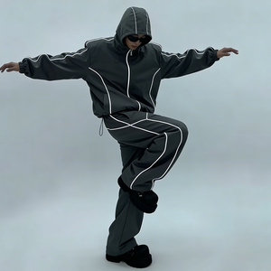Factory Direct Supply Windbreaker Baggy Tracksuit Vintage Hip Hop Street Fashion <b>Aesthetic</b> Stylish Outdoor Wear men's Tracksuit - Product Image 4