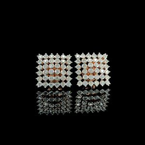 Round Brilliant Cut Natural H Color Filled <b>Diamonds</b> in 9K Rose Gold Luxury Women's Wedding & Engagement <b>Earrings</b> - Product Image 1