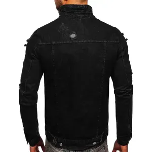 Vestes d'hiver pour hommes à prix bas, en gros, en denim délavé soleil, patchwork, style vintage streetwear, avec broderie personnalisée et délavage à l'acide - Product Image 2