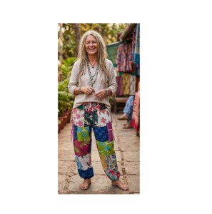 Handmade Cotton Patchwork <b>Harem</b> <b>Trouser</b> with Assorted Patches Breathable Drawstring Closure High Waist Summer Unisex Pants - Product Image 1