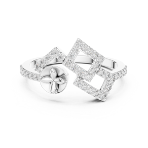 Anillo de Diamantes AURORA SQUARE BLOOM, Cultivados en Laboratorio, con Baño de Rodio, en Oro Blanco Sólido de 18 Quilates, para Mujer, Ideal para Bodas, Fiestas, Eventos Glamurosos y Regalos - Product Image 1