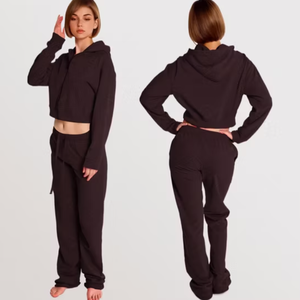 Activewear Set Custom Designer Woman Crop <b>Top</b> Sweatpants Oversized <b>Sweat</b> Suits Streetwear Tracksuit Cotton Manufacturers - Product Image 5