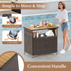 Armadio da Esterno con Piano in Legno di Acacia e Ruote Bloccabili - Product Image 5