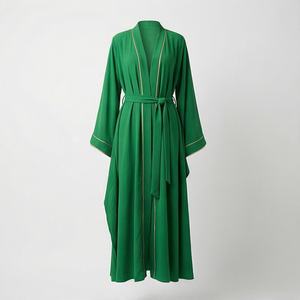 ชุดเดรสแขนยาวสไตล์คุณภาพสูงสำหรับผู้หญิง เปิดด้านหน้าแบบอาบายะห์ แฟชั่นมุสลิม เสื้อผ้าสุภาพสตรีทันสมัย สีสันปรับแต่งได้ - Product Image 1