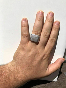 Iced Out Moissanite Diamond <b>Pinky</b> <b>Ring</b> Men's Wedding Anniversary Gifts Him 925 Sterling <b>Silver</b> Gold Plated Hip Hop Style Jewelry - Product Image 5