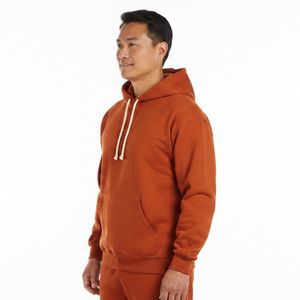 เสื้อฮู้ดดี้ผู้ชายแบบหนา 330 กรัม ผ้าฟลีซเนื้อหนัก ทรงโอเวอร์ไซส์ สำหรับฤดูหนาว  แบบเรียบ  ย้อมสีพื้น  รับสกรีนโลโก้ตามแบบ OEM - Product Image 5