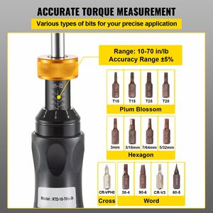 Cacciavite Dinamometrico con Attacco da 1/4" e Testa Torx, Strumento per Elettricisti, Gamma di Coppia 10-70 In/lbs, Preciso - Product Image 3