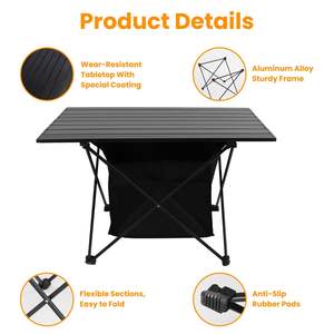 Portable Rustproof Aluminum Alloy Roll-Up <b>Camping</b> <b>Table</b> Foldable with <b>Storage</b> Basket Outdoor Furniture - Product Image 3