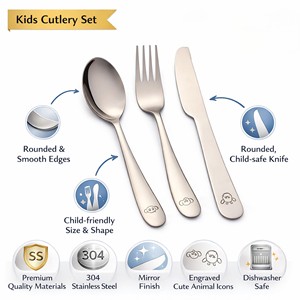 Juego de Cubiertos para Niños de Acero Inoxidable, Libre de BPA, Cuchara, Tenedor y Cuchillo |   Vajilla Duradera, Ecológica y Resistente a la Oxidación |   Plata - Product Image 2