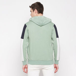 Sudadera con capucha de algodón y forro polar con cremallera completa para hombre, diseño de bloques de color, logotipo personalizado, ropa urbana, proveedor al por mayor OEM - Product Image 3