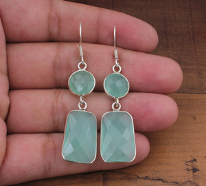Natural Aqua Blue Chalcedony <b>Earring</b> Sterling <b>Silver</b> Luxury Water Drop <b>Earrings</b> Women <b>Wedding</b> Fine Jewelry Gift - Product Image 1