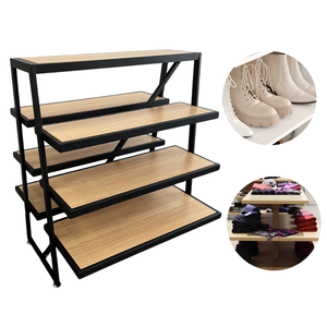 Carrito de Exhibición Industrial de Acero Inoxidable Resistente de 4 Niveles, Doble Cara, Desmontable, para Tiendas Minoristas y Supermercados - Product Image 1