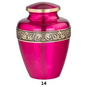 Urnas de Metal para Cenizas Humanas de Primera Calidad, Grabadas con Hojas, de Latón Rosa, con Bolsa de Terciopelo Gratis - Product Image 1